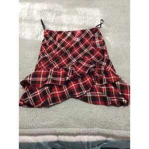 Lauren Ralph Lauren Skirt Red Tartan Plaid Ruffle Knee Length  Size P/S